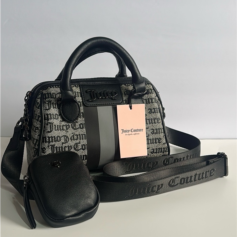 Juicy Couture Black and Gray Satchel Set